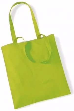 Merkloos Draagtasje met hengsels - 10x - limegreen - 42 x 38 cm - katoen - 10 liter - boodschappen - gymtas - voor kinderen en volwassenen
