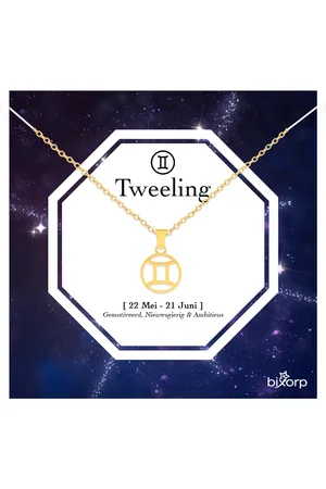 Bixorp Stars Sterrenbeeld Ketting - Stainless Steel Rondje met Goud Verguld - 45cm Ketting met Zodiac Hanger - Inclusief Cadeau Verpakking