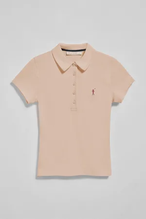 Polo Club® Perzikkleurige polo Pereira met vijf knopen en geborduurd Rigby Go-logo
