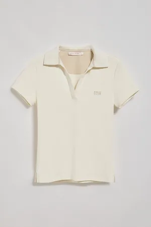 Polo Club® Gebroken witte polo "Pedraza" zonder knopen met rubberen -logo