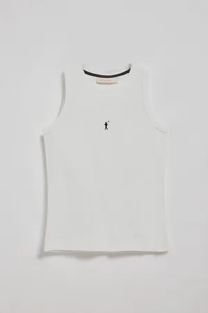 Polo Club® Witte basic top met ronde hals en geborduurd Rigby Go-logo