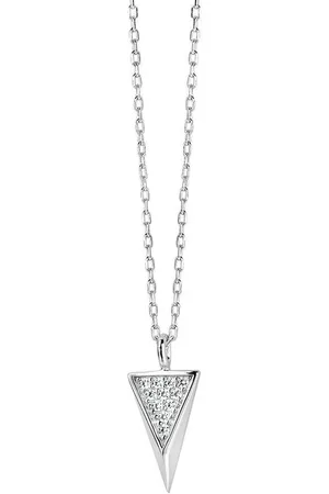 New Bling 960182257 Zilveren collier met hanger - driehoek met zirkonia - lengte 42+5 cm