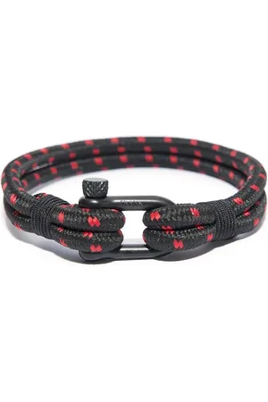 Frank 1967 Geweven nylon heren armband - met stalen element - one-size - / rood