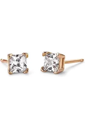 New Bling Silventi 921182094 Zilveren oorstekers - vierkant zirkonia 4 mm - rosékleurig