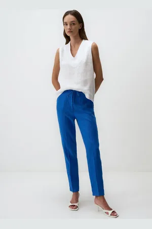 Jimmy Key Hoge Taille Normale Pijp Linnen Broek