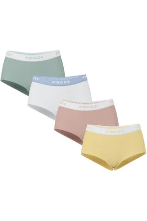 Pieces® 4-Pack Dames shorts - Solid - Katoenen dames onderbroek - Multipack - Voordeelverpakking - L