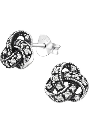 Amanto Oorbellen Pauline - 925 Zilver Geoxideerd - Knopje - ∅8mm