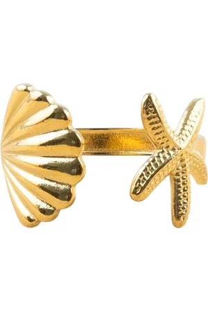 Fashion Favorite Ring - Schelp/Zeester Goudkleurig | Verstelbaar | Stainless Steel |