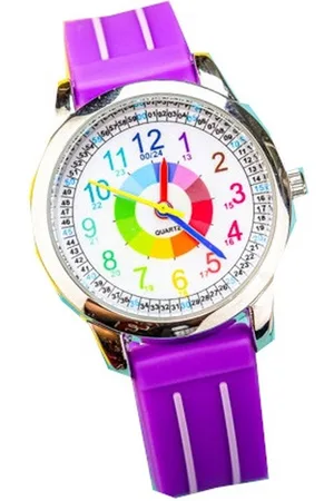 Lazy Cat Kinderhorloge Regenboog – Meisjes – Jongens – Analoge Wijzers – Paars