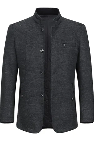 Allthemen Heren Wollen Jas Met Enkelrijig Knoopsluiting - Korte Warme Winterjas - 3XL