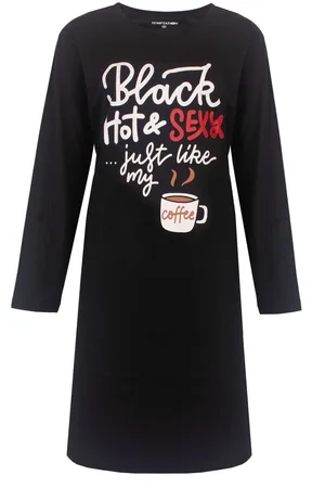 TEMPTATION Dames Nachthemd - Bigshirt - Lange Mouw - met Tekst.