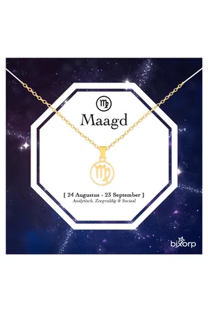 Bixorp Stars Sterrenbeeld Ketting - Stainless Steel Rondje met Goud Verguld - 45cm Ketting met Zodiac Hanger - Inclusief Cadeau Verpakking