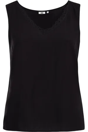 WE Fashion Dames singlet met kant - Curve