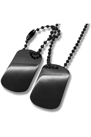 Amanto Ketting Gerdo Black - Staal PVD - Dogtag - 35x20mm - 68cm
