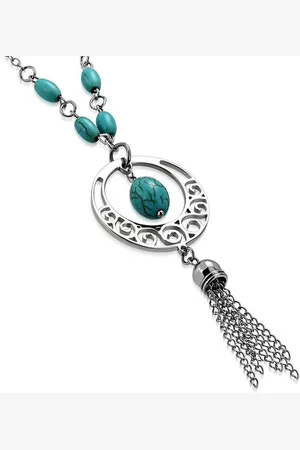 Amanto Ketting Cem - 316L Staal - Turkoois - Droomvanger - ∅32mm - 45cm