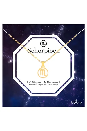 Bixorp Stars Sterrenbeeld Ketting - Stainless Steel Rondje met Goud Verguld - 45cm Ketting met Zodiac Hanger - Inclusief Cadeau Verpakking