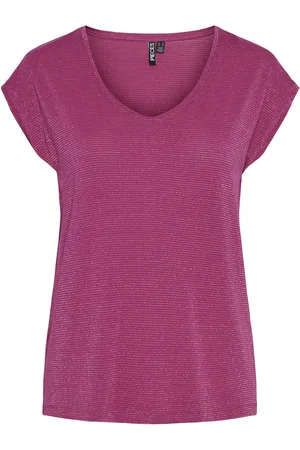 Pieces® T-shirt Pcbillo Tee Lurex Stripes Noos Bc 17078572 Festival Fuchsia Dames