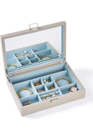 Merkloos Sieradendoos met Spiegel - Luxe PU-leer Sieradenopslag en Organiser voor Dames en Meisjes