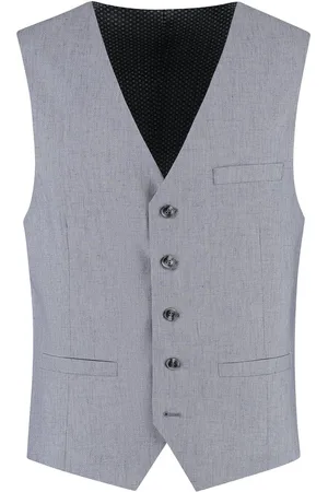 Club of Gents Gilet linnenblend zilvergrijs