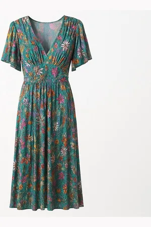 Merkloos JIMI FEI PARIS – Maxi Jurk Tropische Botanica – One Size – Zomers en Vrouwelijk met Flowy Fit