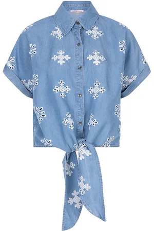 Esqualo Blouse Blouse Knot Chambray Hs25 28208 600 Blue Dames
