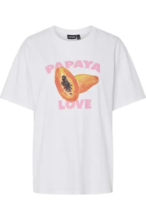 Pieces® T-shirt Pcthea Ss Printed T-shirt Bc 17157114 Bright White/papaya Dames