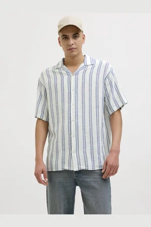 JACK & JONES Heren Overhemd JJEENZO STRIPE RESORT SHIRT bequem Veelkleurig M Volwassenen