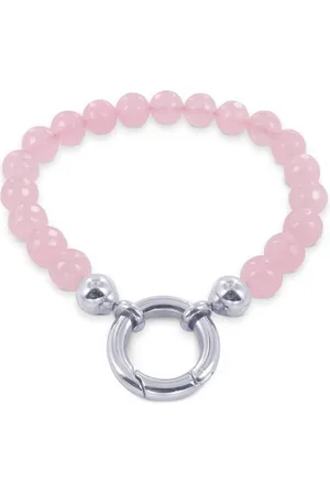 Silventi 980101705 Stenen Kralen Armband - Roze - Stalen sluiting
