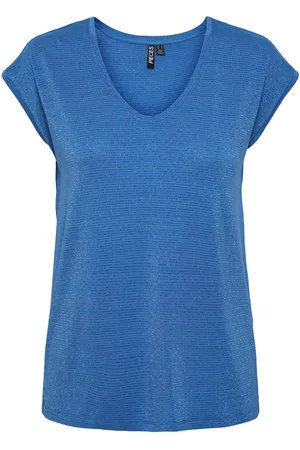 Pieces® T-shirt Pcbillo Tee Lurex Stripes Noos Bc 17078572 French Blue/multi Lurex Dames