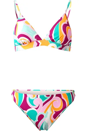 Brunotti Alison-Swirl Dames Bralette Bikini Set - Oranje, Roze, Groen, Wit - 42