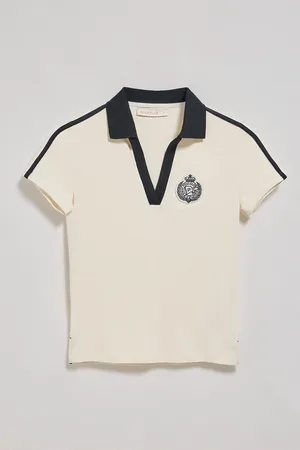 Polo Club® Gebroken witte polo zonder knopen en met nautisch detail