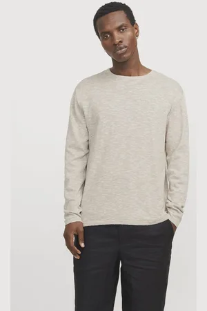 JACK & JONES Trui Jjesummer Knit Crew Neck Sn 12269631 Crockery/white Mannen