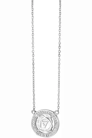 New Bling Silventi 960182183 Zilveren collier met hanger - zirkonia cirkel met bloem Ø 1,5 cm - lengte 42 + 3 cm