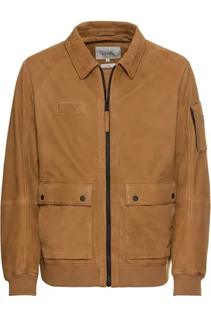 Camel Active Leren blouson Met overhemdkraag
