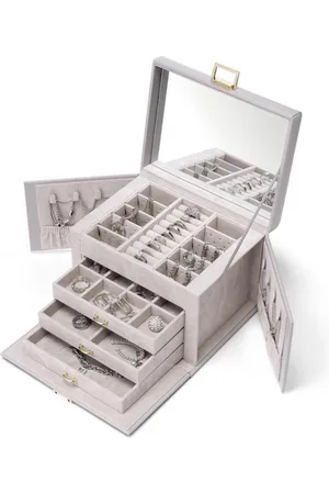 Merkloos Sieradendoosje met 4 niveaus - sieradenorganizer - 1 stuk - - PU-leer
