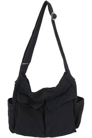 Merkloos Canvas Messenger Bag Grote Hobo Crossbody Tas met Meerdere Zakken Casual Schoudertas voor Dames en Heren