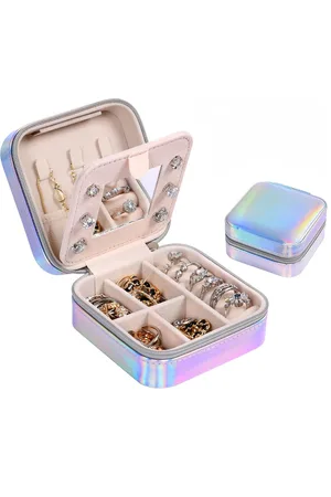 Merkloos Sieradendoos voor Dames en Meisjes - Kleine Reissieraden Organizer met Spiegel