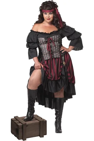 Merkloos Pirate Wench Kostuum voor Volwassenen - Zwart XXL