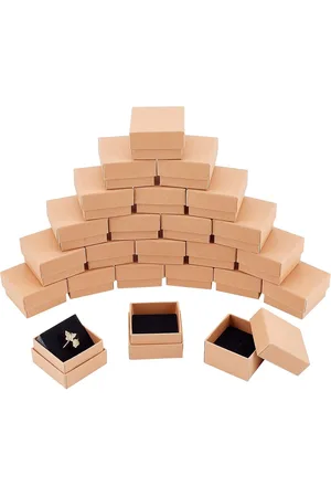 Merkloos Kraftbruine Kartonnen Sieraden Ringen Dozen - 24 Stuks voor Geschenken en Verpakking