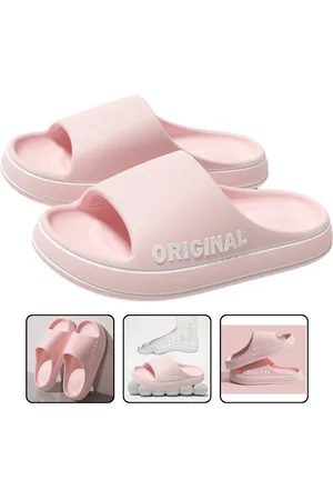 Merkloos Slippers Dames-Badslippers Dames - Vrouwen Brief Slippers - Strand Slides - Effen Kleur - Heren Dikke Zool - Indoor Badkamer - Anti-Slip Schoenen - Zomer Paar Sandalen