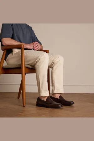 Manfield Heren - Donkerbruine leren loafers