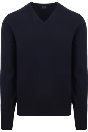 William Lockie V-Hals Lamswol Navy