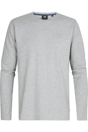 Petrol Industries Heren Logo T-shirt Lange Mouwen Dolphinpark - Grijs