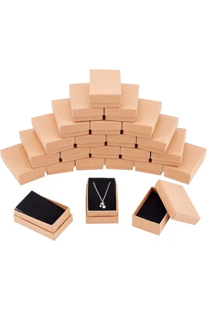 Merkloos Kleine Kartonnen Doosjes voor Sieraden - 24 Stuks, Rechthoekig, Bruin, Ideaal voor Geschenken en Display