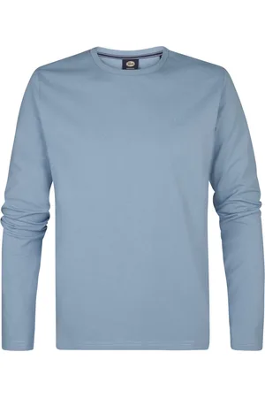 Petrol Industries Heren Logo T-shirt Lange Mouwen Dolphinpark - Blauw