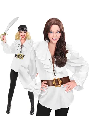 Merkloos Piraten Shirt voor Dames - Wit Kostuum voor Buccaneer Verkleedpartij