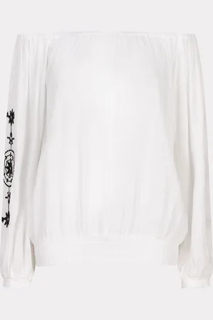 Esqualo Blouse smock crinkle embroidery