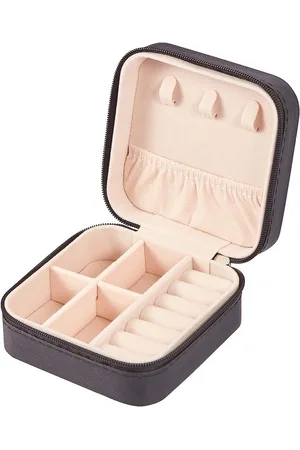 Merkloos Mini Sieradendoosje voor Reizen - Draagbare Organizer voor Oorbellen, Ringen en Halskettingen - Stijlvolle en Ruimtebesparende Oplossing (Zwart)