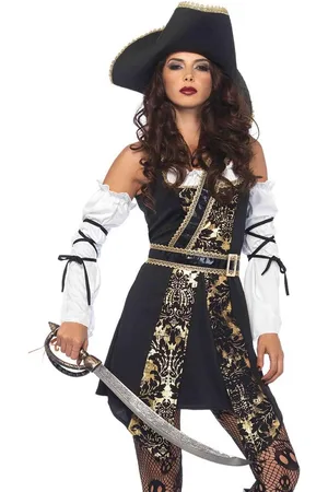 Merkloos 4-delige zwarte zeerover set voor dames - Karneval en Fasching kostuum