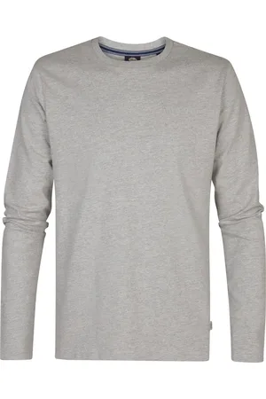 Petrol Industries Heren Logo T-shirt Lange Mouwen Dolphinpark - Grijs